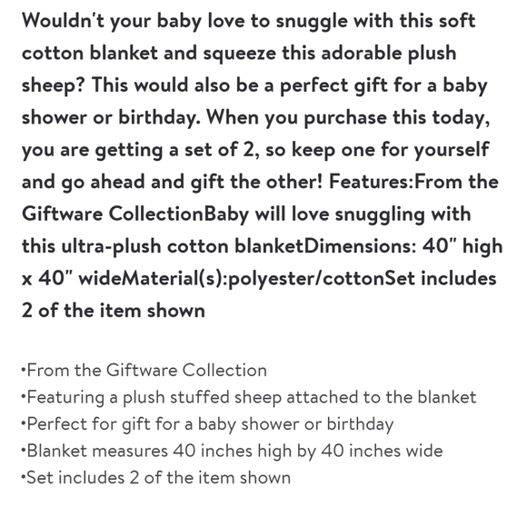 Sheep Snuggle and Cotton Blanket Gift Set - Picture 2 of 3